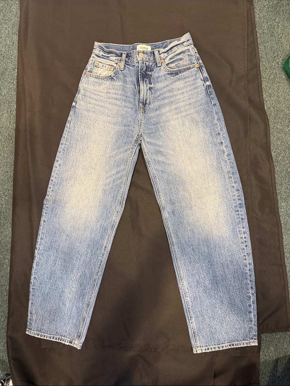 pistola Wes High Rise Barrel Leg Jeans spectacle wash blue size 25/0